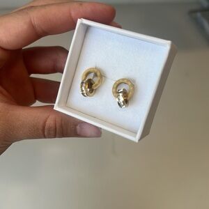 18k gold plated stainless steel Roman numeral earrings